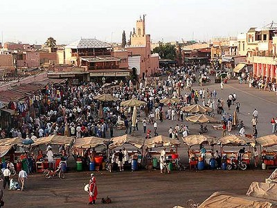 The central market in Marrakech.